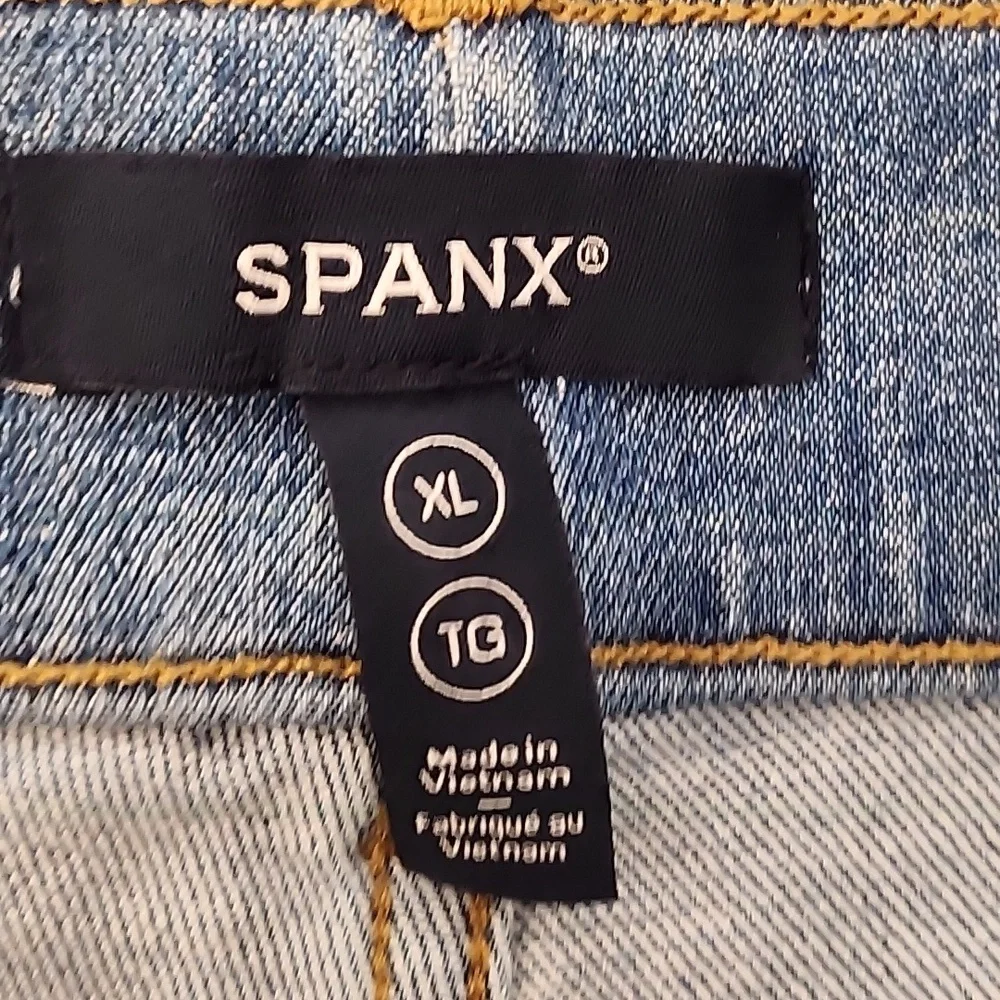 SPANX JEANS High-Rise Flare Authentic Blue Meduim Blue Strechable Pants Size XL - Picture 15 of 16